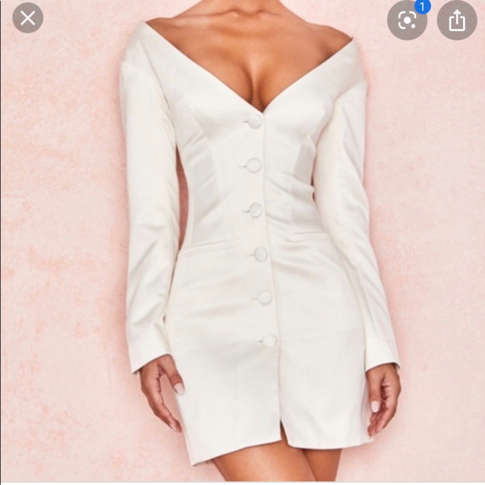 House of CB Ivory Satin Tux dress. New size L